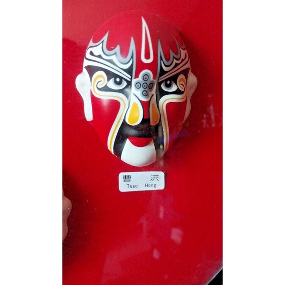 Vintage Chinese Opera Mini Masks In Bubble Frame Wall Art - Picture 5 of 7